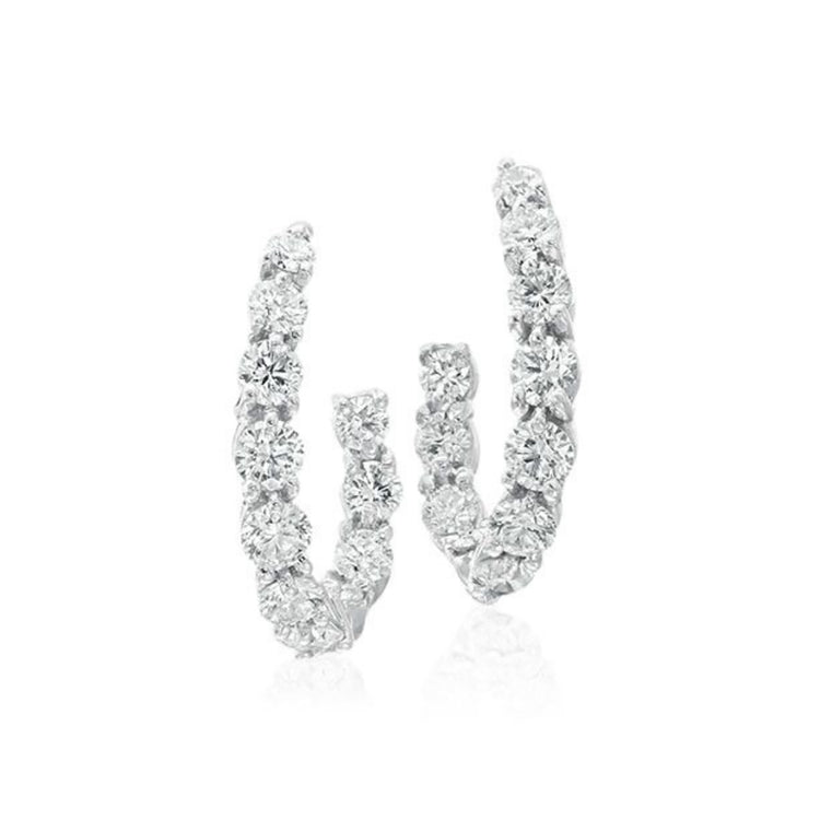 Diamond New Moon Curve Hoop Earrings