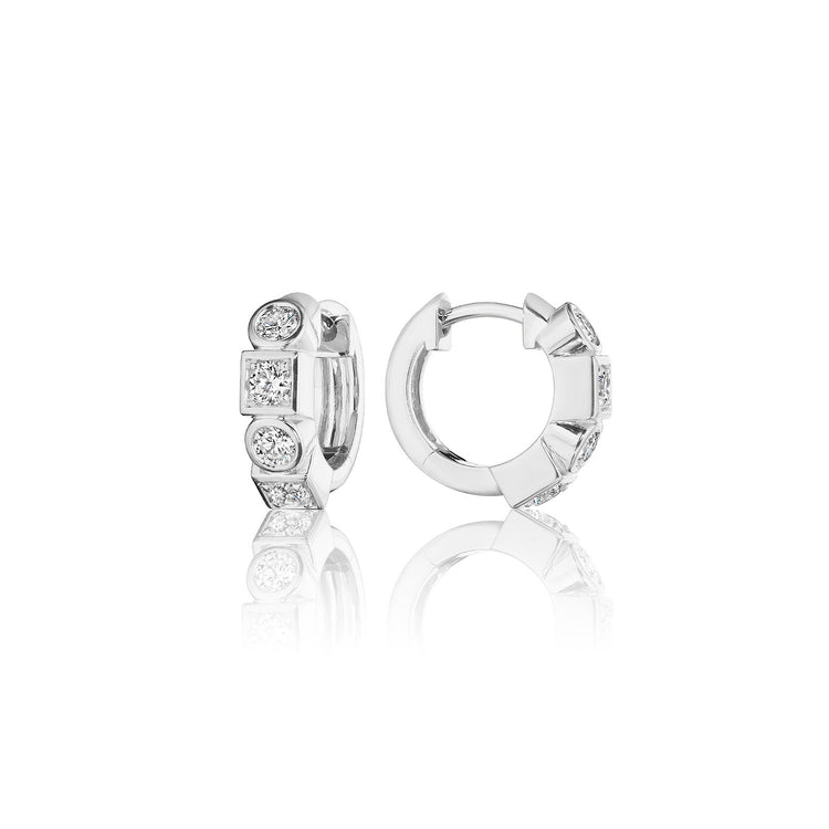 Petite Round & Square Huggie Earrings