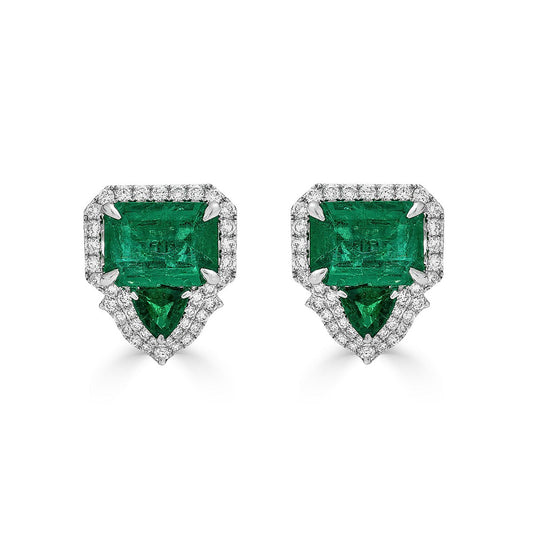 Zambian Emerald and Diamond Earrings