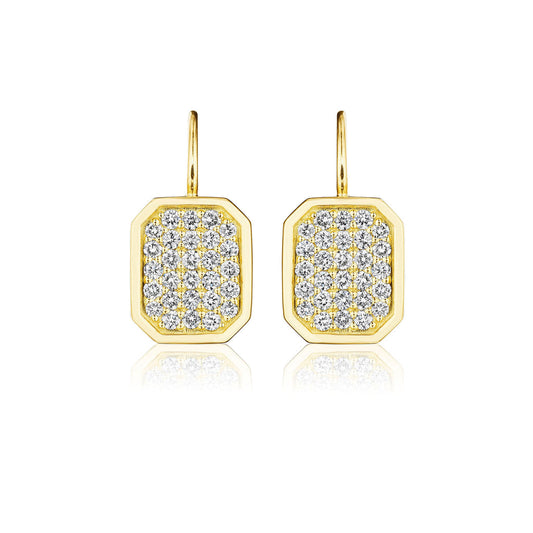 Diamond Emerald Shape Earrings