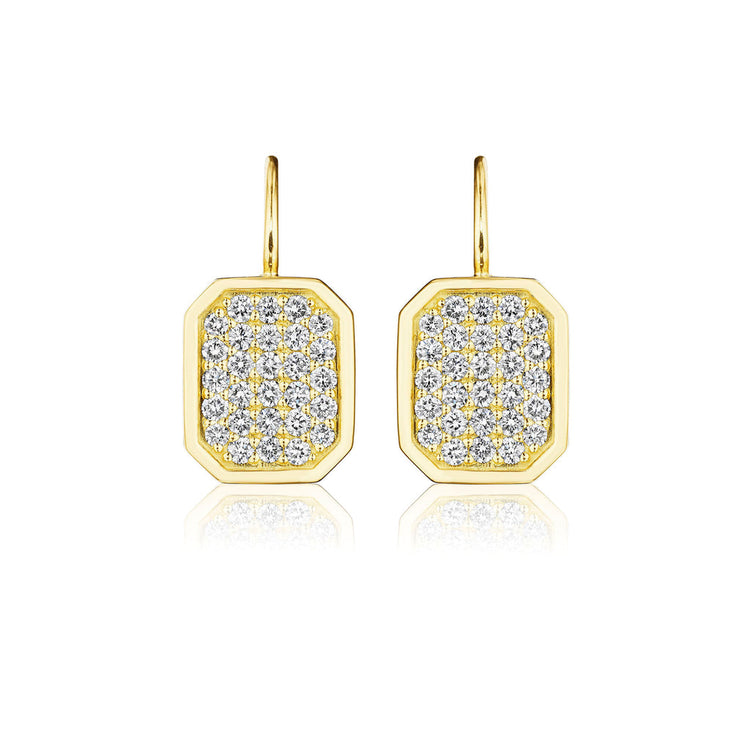 Diamond Emerald Shape Earrings