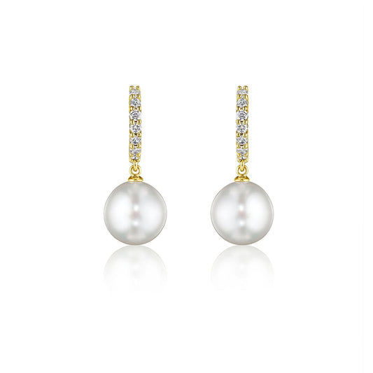 Pearl Drop Hoop Earrings