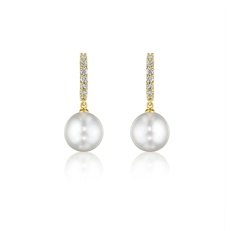 Pearl Drop Hoop Earrings