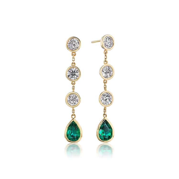 Emerald and Diamond Dangle Earrings