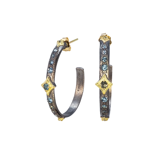 Blue Topaz Hoop Crivelli Earrings