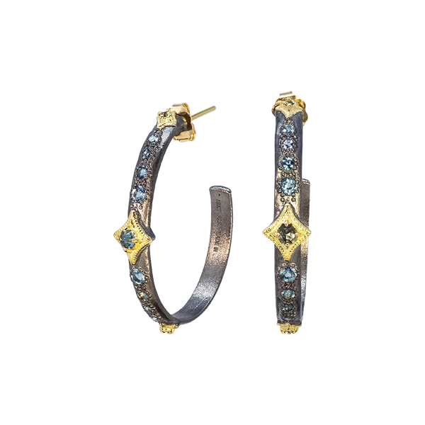 Blue Topaz Hoop Crivelli Earrings