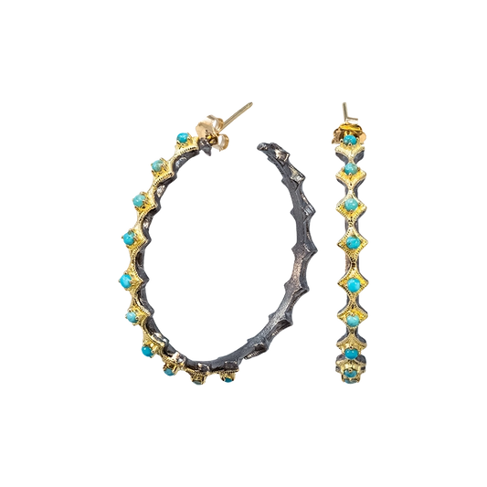 Turquoise Crivelli Hoop Earrings