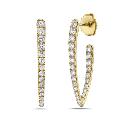 18k Yellow Gold V-Shape Hoop Earrings