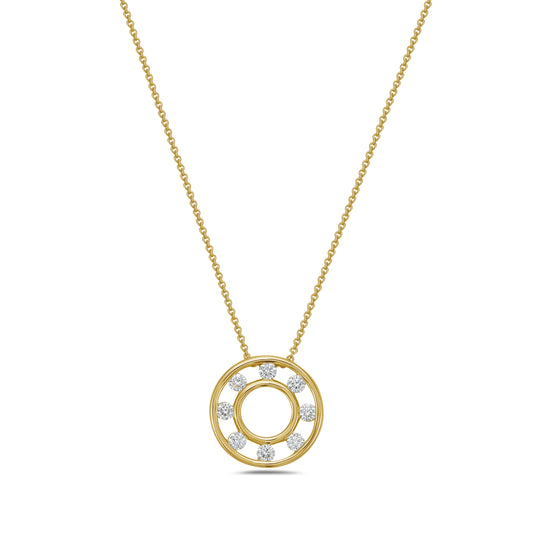 18k Yellow Gold Floating Diamond Pendant