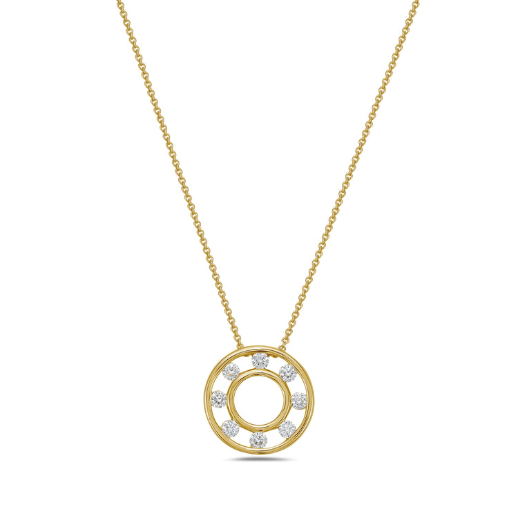 18k Yellow Gold Floating Diamond Pendant