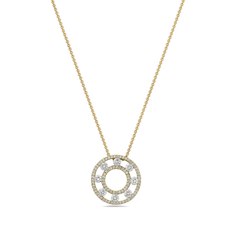 18k Yellow Gold Floating Diamond Pendant