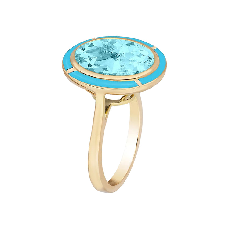 Blue Topaz and Turquoise Oval Ring