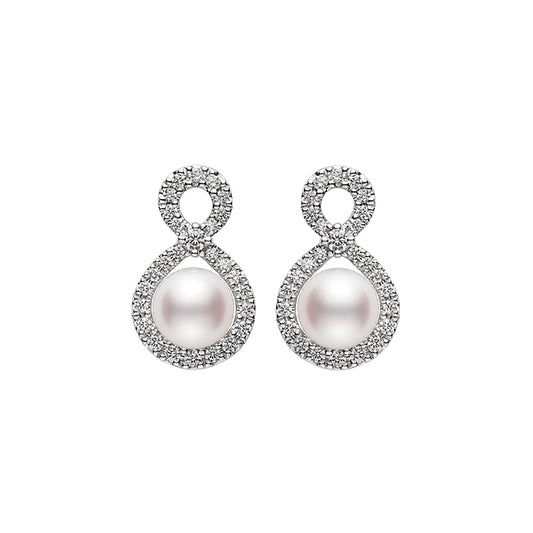 Ruyi Akoya Cultured Pearl and Diamond Earrings