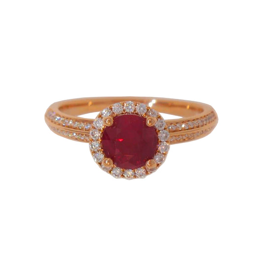 Ruby & Diamond Halo Ring