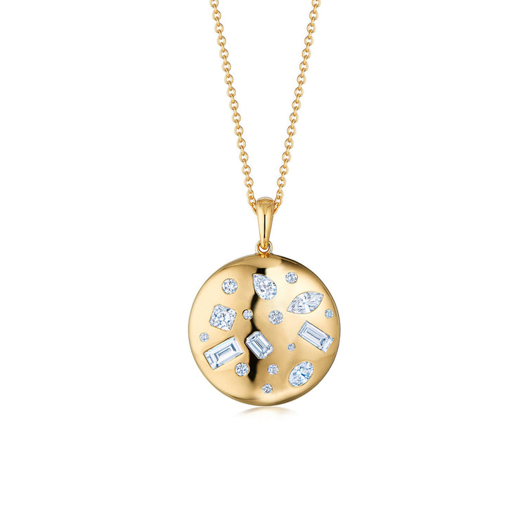 Cobblestone Round Pendant with Diamond Accents