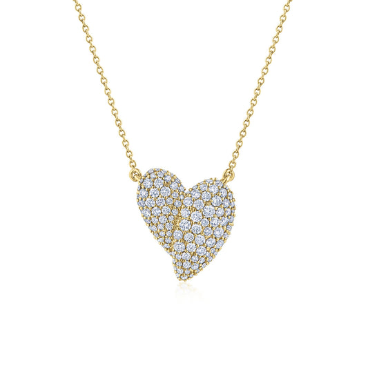 Stylized Heart Pendant with Pavé Diamonds