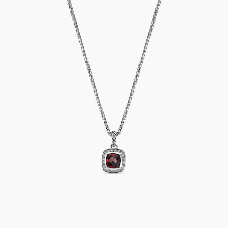 Petite Albion Pendant in Garnet with Diamonds