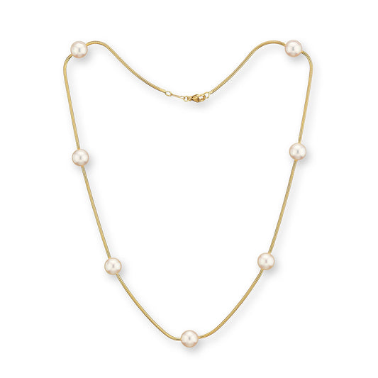 Silk Akoya Cultured Pearl Station Necklace