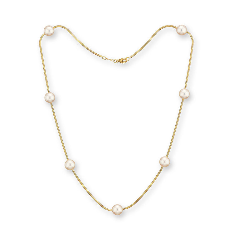 Silk Akoya Cultured Pearl Station Necklace