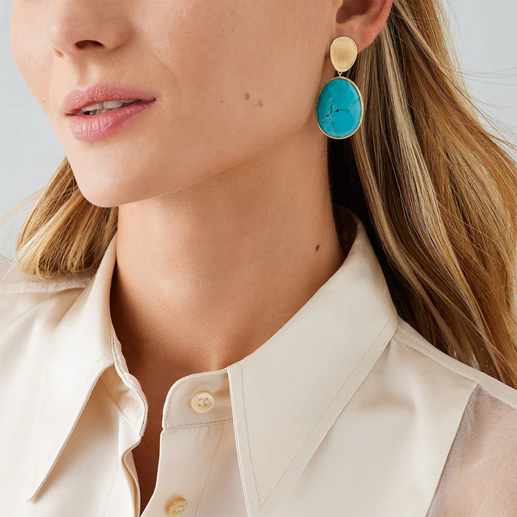 Lunaria Drop Earrings with Mexican Turquoise