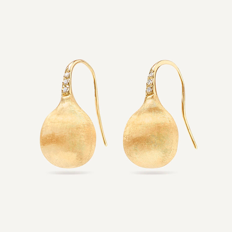 Africa Gold Medium Drop Earrings with Diamonds