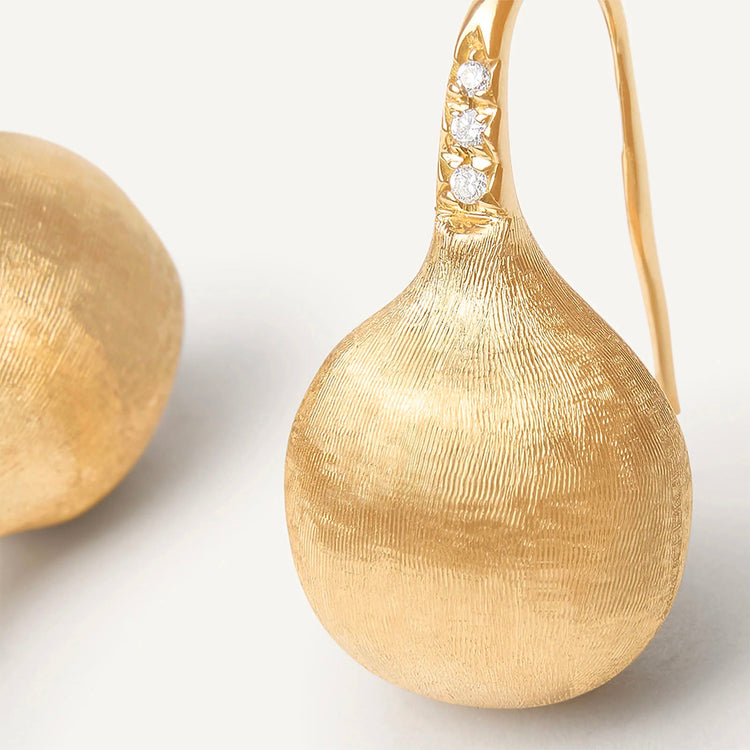 Africa Gold Medium Drop Earrings with Diamonds