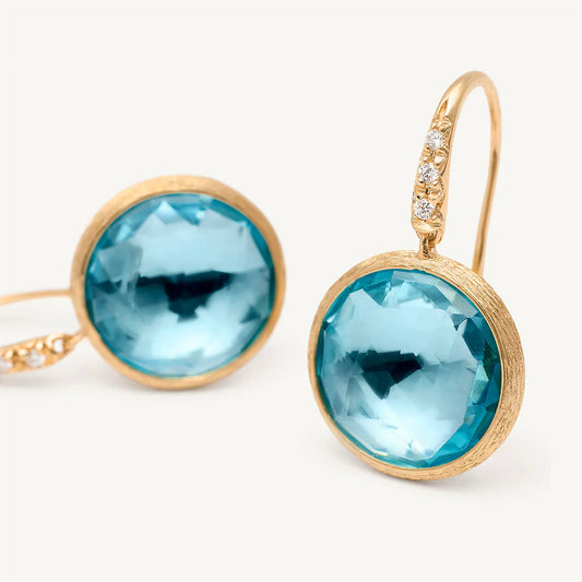 Jaipur Blue Topaz Drop Earrings with Diamonds