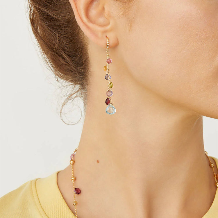 Paradise Gemstone Drop Earrings with Diamonds