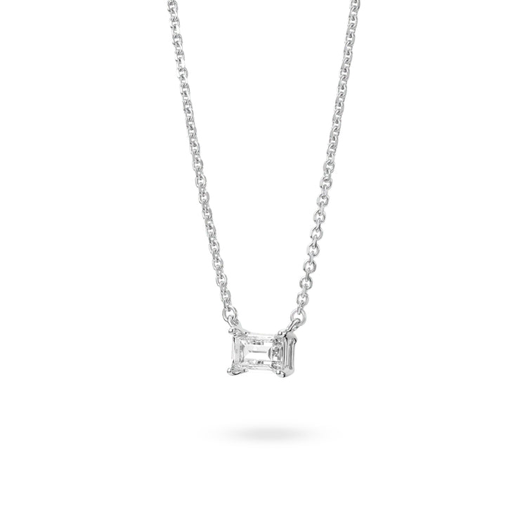 Mini Baguette Solitaire Pendant | White (0.38ct)