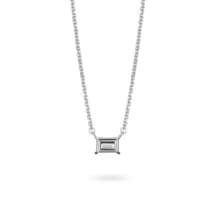 Mini Baguette Solitaire Pendant | White (0.38ct)