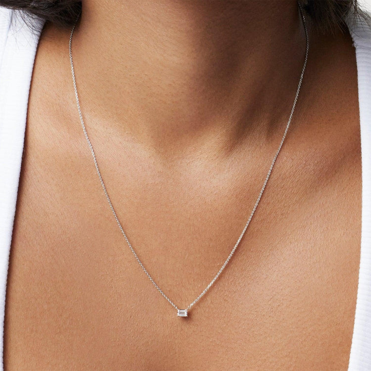 Mini Baguette Solitaire Pendant | White (0.38ct)