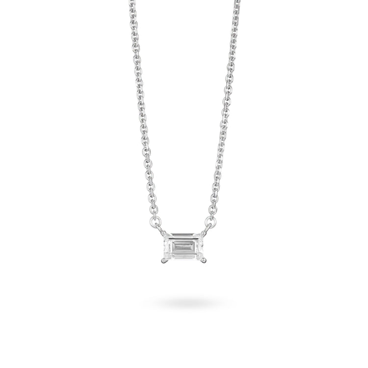 Mini Baguette Solitaire Pendant | White (0.38ct)