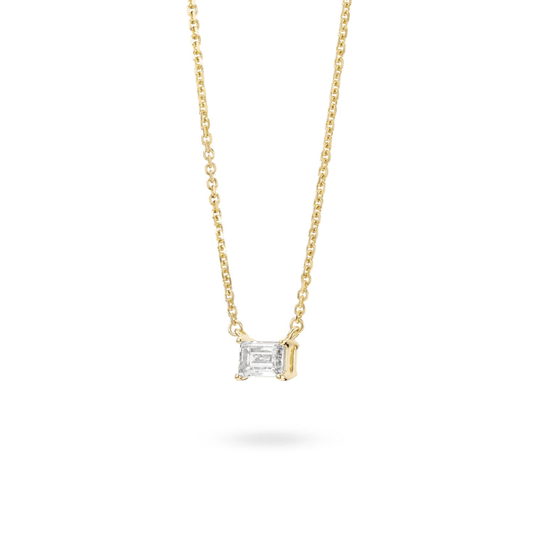 Mini Baguette Solitaire Pendant | White (0.38ct)