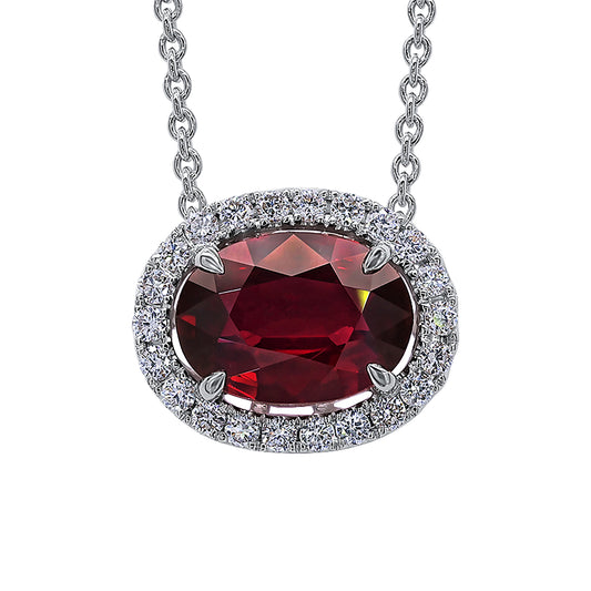 Ruby and Diamond Halo Pendant