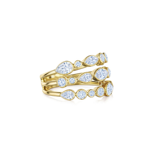 Portofino Three-Row Ring with Mixed Shape Diamonds