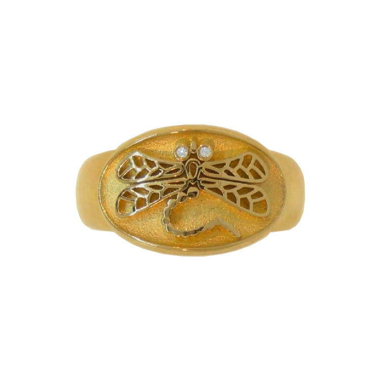 Dragonfly Signet Ring with Diamonds