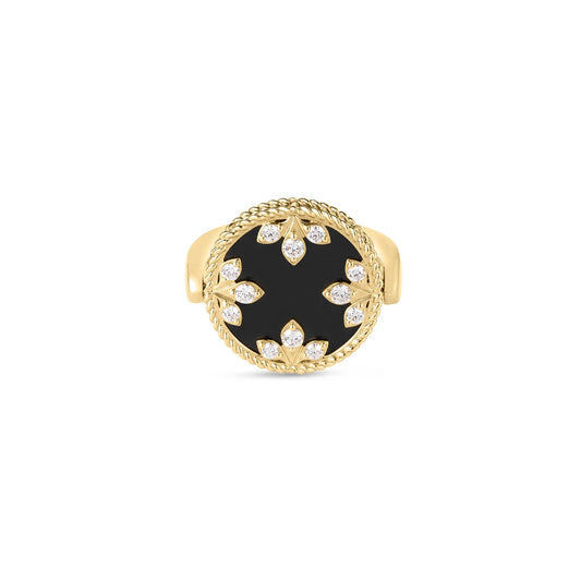 Black Jade & Diamond Venetian Ring