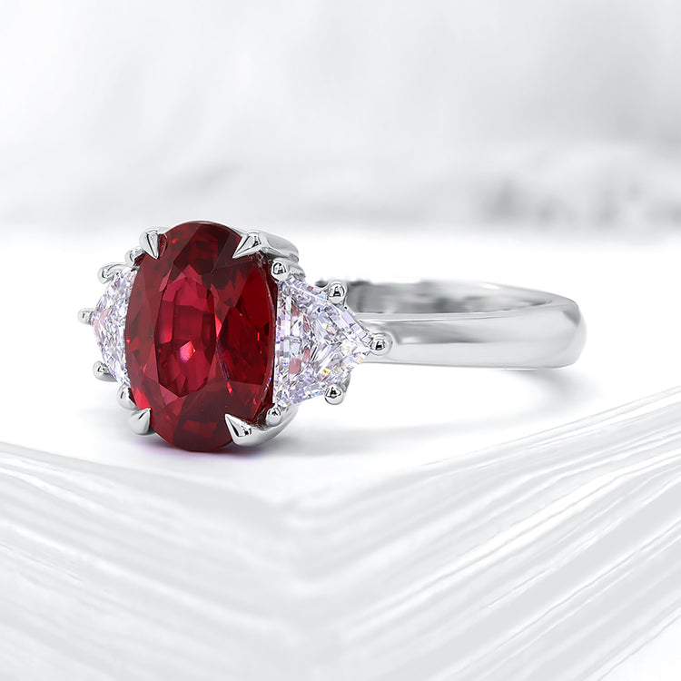 Ruby & Diamond Three-Stone Ring