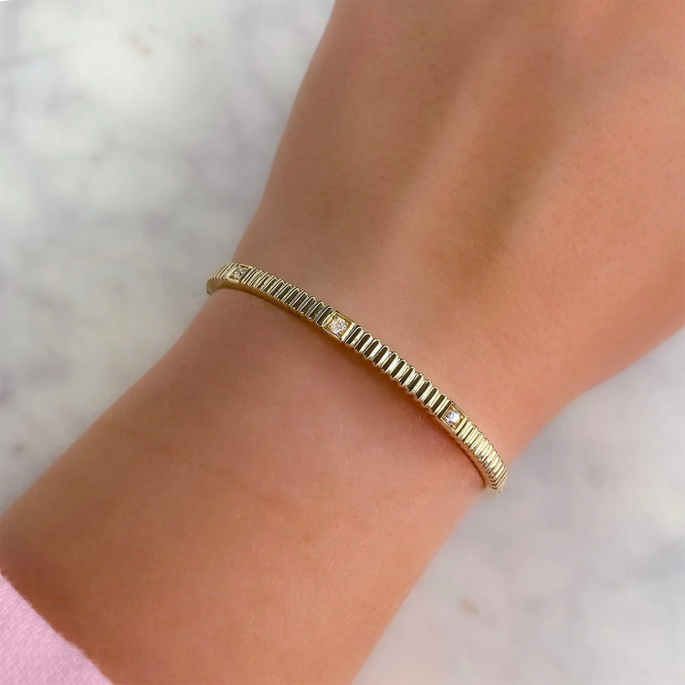 Diamond Grooved Bangle