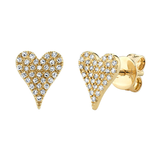 Medium Diamond Pavé Heart Stud Earrings