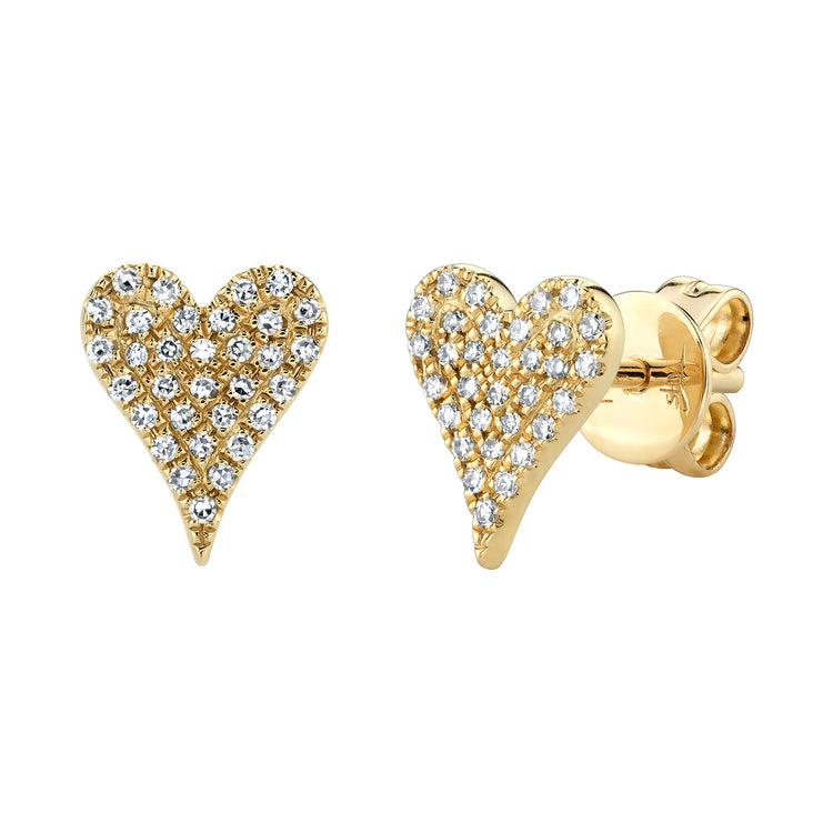 Medium Diamond Pavé Heart Stud Earrings