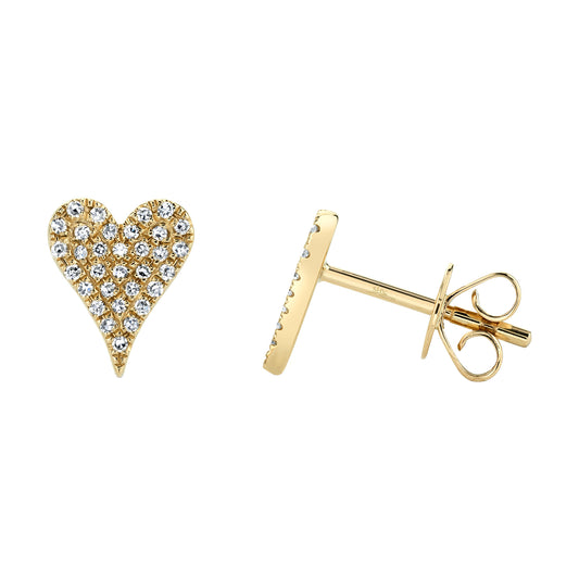 Medium Diamond Pavé Heart Stud Earrings