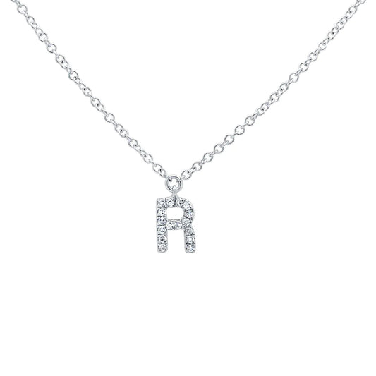 Diamond Initial Pendant - Letter R