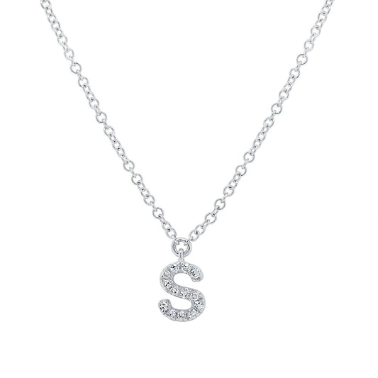 Diamond Initial Pendant - Letter S