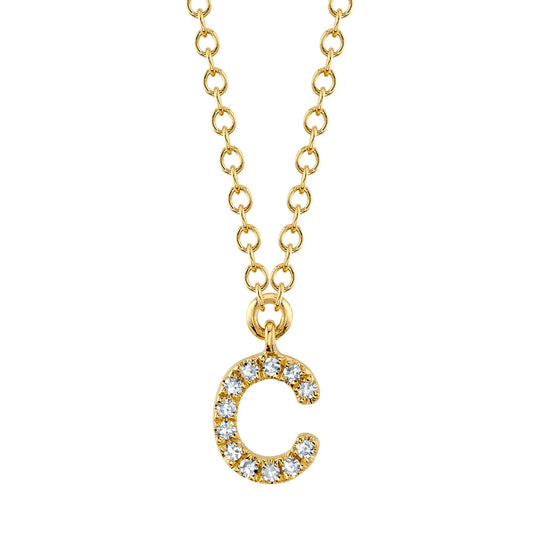 Diamond Initial Pendant - Letter C