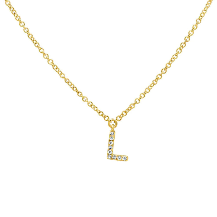 Diamond Initial Pendant - Letter L