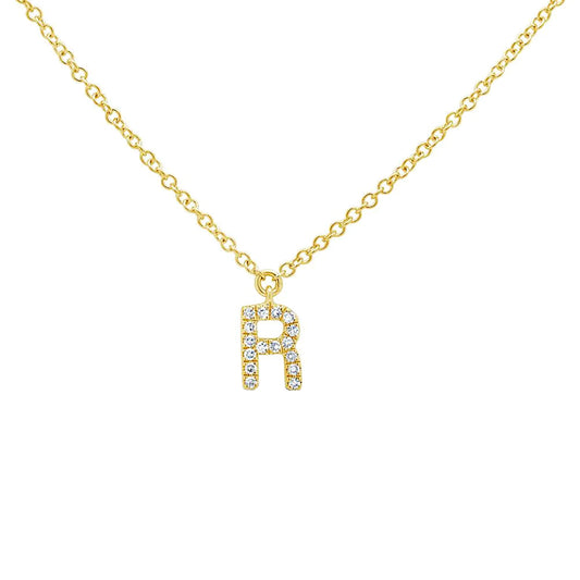 Diamond Initial Pendant - Letter R