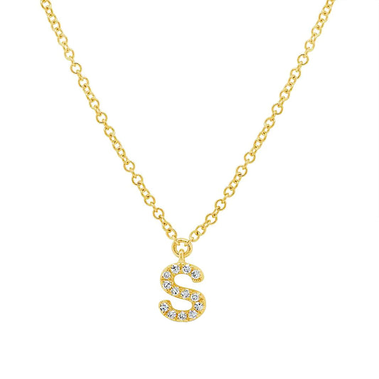 Diamond Initial Pendant - Letter S