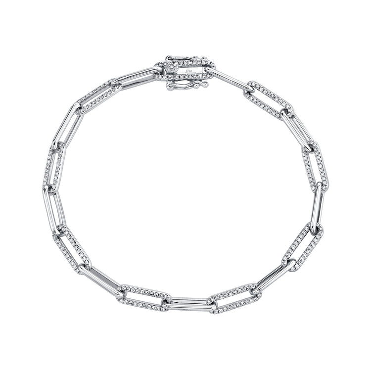 Paper Clip Link Bracelet with Diamonds