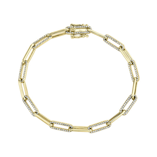 Paper Clip Link Bracelet with Diamonds